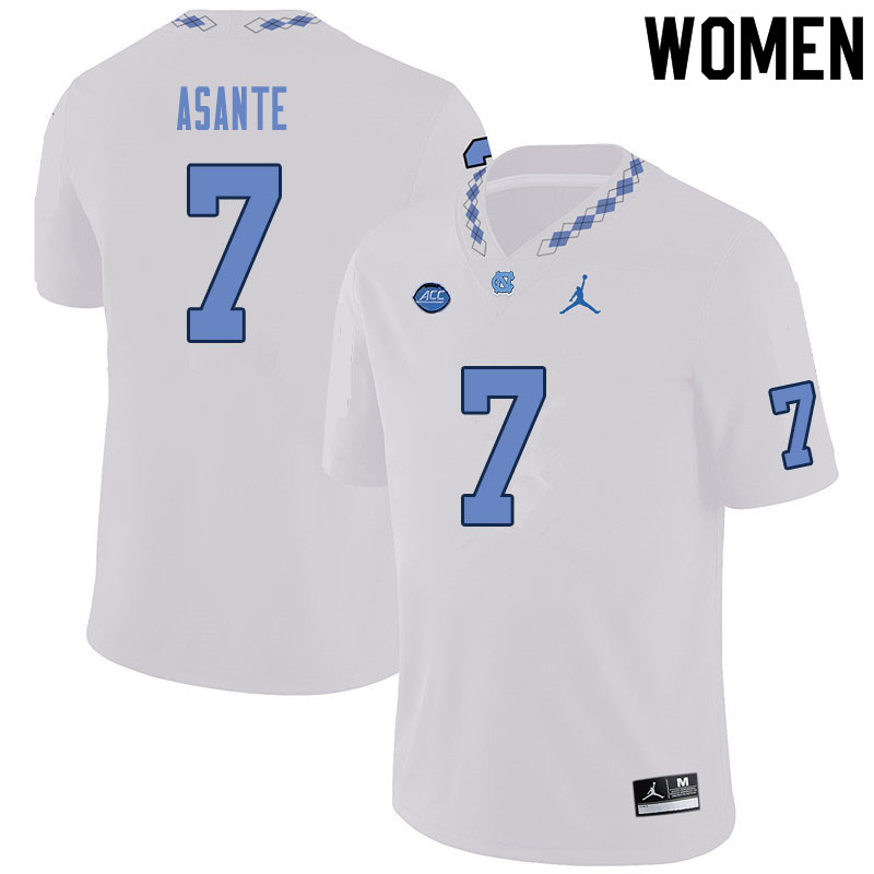 Women #7 Eugene Asante North Carolina Tar Heels College Football Jerseys Sale-White
